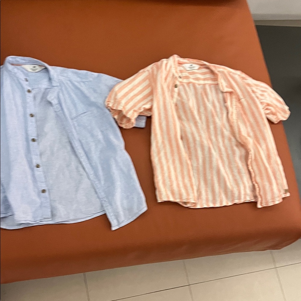 H&M Kids Light Blue and Orange Striped Shirts